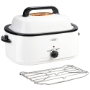 Picture of Kitchen White 20 QT Stainless Steel Chicken Electric Turkey Roaster With See-through Lid