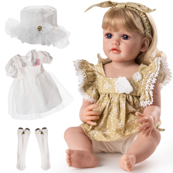 Picture of Realistic Reborn Baby Dolls,Handmade Real Life Baby Dolls Reborn Toddler with Soft Weighted Cloth Body Gift Toy for Age 3+