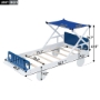 Picture of Wood Twin Size Car Bed with Ceiling Cloth, Headboard and Footboard, White+Blue