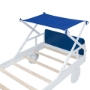 Picture of Wood Twin Size Car Bed with Ceiling Cloth, Headboard and Footboard, White+Blue
