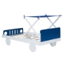 Picture of Wood Twin Size Car Bed with Ceiling Cloth, Headboard and Footboard, White+Blue