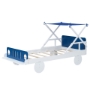 Picture of Wood Twin Size Car Bed with Ceiling Cloth, Headboard and Footboard, White+Blue