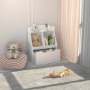Picture of Kids Bookshelf with Drawer and Wheels, Children's Book Display, Wooden Bookcase, Toy Storage Cabinet Organizer, White