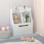 Picture of Kids Bookshelf with Drawer and Wheels, Children's Book Display, Wooden Bookcase, Toy Storage Cabinet Organizer, White