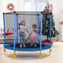 Picture of 5.5FT Trampoline for Kids - 65" Outdoor & Indoor Mini Toddler Trampoline with Enclosure, Basketball Hoop and Ball Included