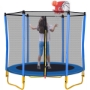 Picture of 5.5FT Trampoline for Kids - 65" Outdoor & Indoor Mini Toddler Trampoline with Enclosure, Basketball Hoop and Ball Included
