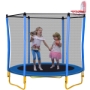 Picture of 5.5FT Trampoline for Kids - 65" Outdoor & Indoor Mini Toddler Trampoline with Enclosure, Basketball Hoop and Ball Included