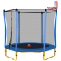 Picture of 5.5FT Trampoline for Kids - 65" Outdoor & Indoor Mini Toddler Trampoline with Enclosure, Basketball Hoop and Ball Included