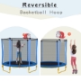 Picture of 5.5FT Trampoline for Kids - 65" Outdoor & Indoor Mini Toddler Trampoline with Enclosure, Basketball Hoop and Ball Included