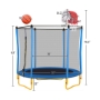 Picture of 5.5FT Trampoline for Kids - 65" Outdoor & Indoor Mini Toddler Trampoline with Enclosure, Basketball Hoop and Ball Included