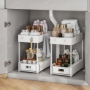 Picture of 2 Pack Under Sink Organizers and Storage Bathroom Organizer Under Sink, Pull Out Cabinet Organizer for Kitchen Bathroom Sink Storage, White