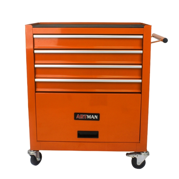 Picture of 4 DRAWERS MULTIFUNCTIONAL TOOL CART WITH WHEELS-ORANGE