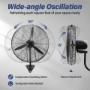 Picture of 24 Inch Misting Wall Mount Fan, IP44 Waterproof Outdoor Fan, Powerful Cooling and Refreshing Mist, Adjustable Speeds, 180 Degree Oscillation,Black