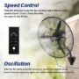 Picture of 24 Inch Misting Wall Mount Fan, IP44 Waterproof Outdoor Fan, Powerful Cooling and Refreshing Mist, Adjustable Speeds, 180 Degree Oscillation,Black