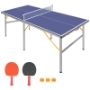 Picture of 6ft Mid-Size Table Tennis Table Foldable & Portable Ping Pong Table Set for Indoor & Outdoor Games with Net, 2 Table Tennis Paddles and 3 Balls