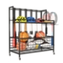 Picture of Sports Equipment Storage, Garage Sports Organizer, Baseball Bat Holder Holds 24 Bats Rolling Ball Cart with Wheels, Black