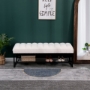 Picture of Channel Tufted Bench with Metal Shelf White Sherpa Upholstered Benches End of Bed Ottoman for Bedroom, Living Room, Entryway (White)
