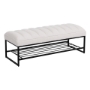 Picture of Channel Tufted Bench with Metal Shelf White Sherpa Upholstered Benches End of Bed Ottoman for Bedroom, Living Room, Entryway (White)