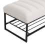 Picture of Channel Tufted Bench with Metal Shelf White Sherpa Upholstered Benches End of Bed Ottoman for Bedroom, Living Room, Entryway (White)
