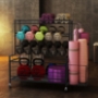 Picture of Yoga Mat Holder, Yoga Mat Storage Rack, Home Gym Storage With Hooks and Wheels ,Black
