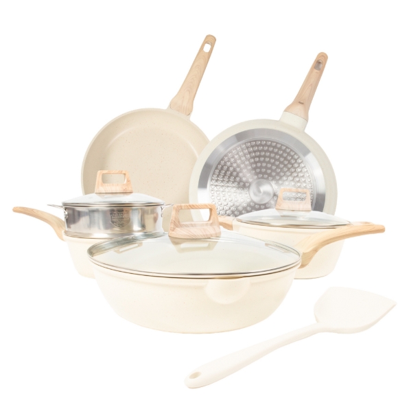 Picture of Nonstick Cookware Set, Kitchen Cookware Sets Hard Anodized Granite Pots and Pans, 10 Piece