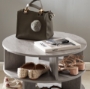 Picture of [New Design] Round pushable wooden shoe cabinet on wheels for 16-20 pairs of shoes-Brown