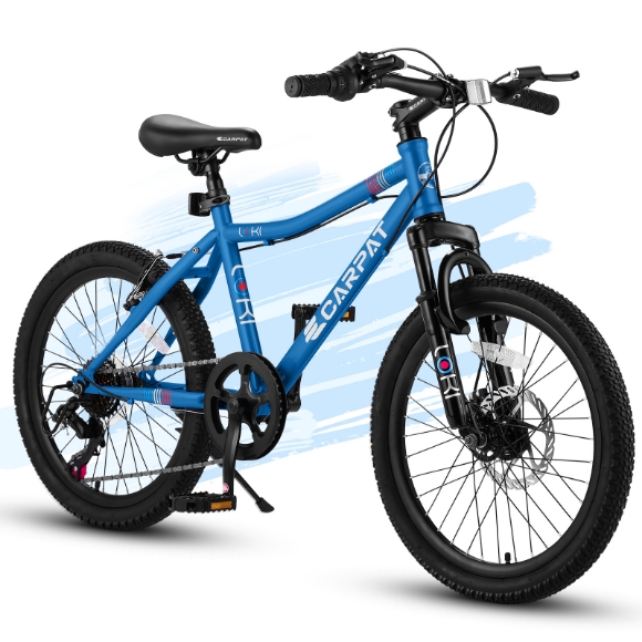 Picture of S20101 Ecarpat 20 Inch Kids Bike, Boys Girls Mountain Bike Ages 8-12, 7 Speed Teenager Children Kids' Bicycles, Front Suspension Disc U Brake, 14 Inch Height Steel Frame