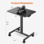 Picture of Sweetcrispy Small Mobile Rolling Standing Desk Rolling Desk Laptop Computer Cart for Home