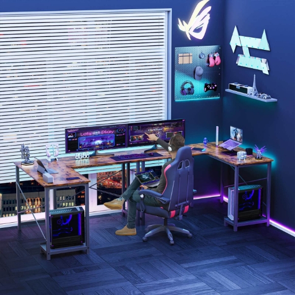 Picture of L Shaped Gaming Desk,Brown