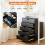 Picture of Sweetcrispy 5 Drawer Chest - Storage Cabinets Dressers Wood Dresser Cabinet with Wheels Mobile Organizer Drawers for Office