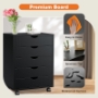 Picture of Sweetcrispy 5 Drawer Chest - Storage Cabinets Dressers Wood Dresser Cabinet with Wheels Mobile Organizer Drawers for Office