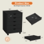 Picture of Sweetcrispy 5 Drawer Chest - Storage Cabinets Dressers Wood Dresser Cabinet with Wheels Mobile Organizer Drawers for Office