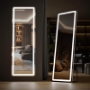 Picture of 3 Color Lighting Mirror with LED Lights, 64"x21" Lighted Floor Standing Mirror with Stand