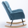 Picture of Rocking Chair, Soft Teddy Fabric Rocking Chair for Nursery, Comfy Wingback Glider Rocker with Safe Solid Wood Base for Living Room Bedroom Balcony (blue)