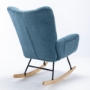 Picture of Rocking Chair, Soft Teddy Fabric Rocking Chair for Nursery, Comfy Wingback Glider Rocker with Safe Solid Wood Base for Living Room Bedroom Balcony (blue)