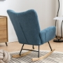 Picture of Rocking Chair, Soft Teddy Fabric Rocking Chair for Nursery, Comfy Wingback Glider Rocker with Safe Solid Wood Base for Living Room Bedroom Balcony (blue)