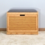 Picture of Entryway Bamboo Bench Living Room Storage Shoe Rack with Foldable Shelf 24.8 x 11.6 x 18.9 inch