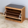 Picture of Entryway Bamboo Bench Living Room Storage Shoe Rack with Foldable Shelf 24.8 x 11.6 x 18.9 inch