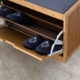Picture of Entryway Bamboo Bench Living Room Storage Shoe Rack with Foldable Shelf 24.8 x 11.6 x 18.9 inch