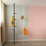 Picture of Adjustable Laundry Pole Clothes Drying Rack Coat Hanger DIY Floor to Ceiling Tension Rod Storage Organizer for Indoor, Balcony - White