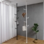 Picture of Adjustable Laundry Pole Clothes Drying Rack Coat Hanger DIY Floor to Ceiling Tension Rod Storage Organizer for Indoor, Balcony - White